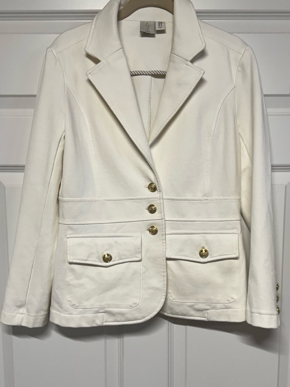 Joie Winter White Blazer with Gold Buttons M